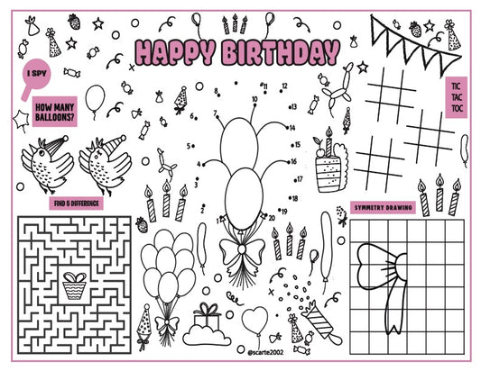 Digital Placemat Happy Birthday.